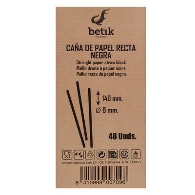 Caña de papel Betik 48 uds rectas negras