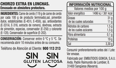 Chorizo de vela en lonchas Alipende pack 4 de 50g