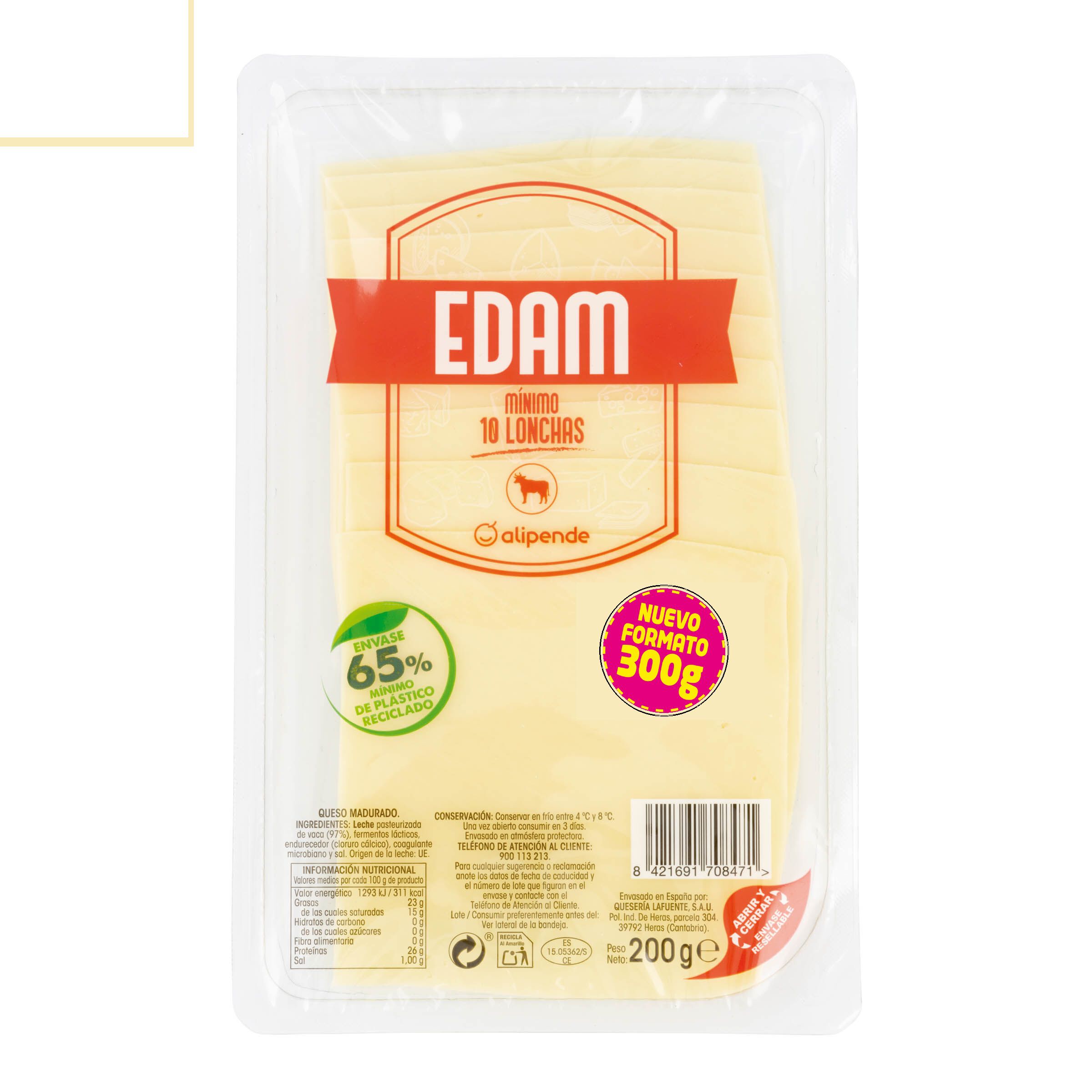 Queso edam lonchas madurado Alipende 300 g
