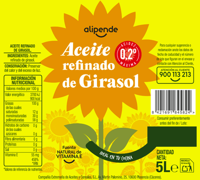 Aceite de girasol Alipende garrafa 5l