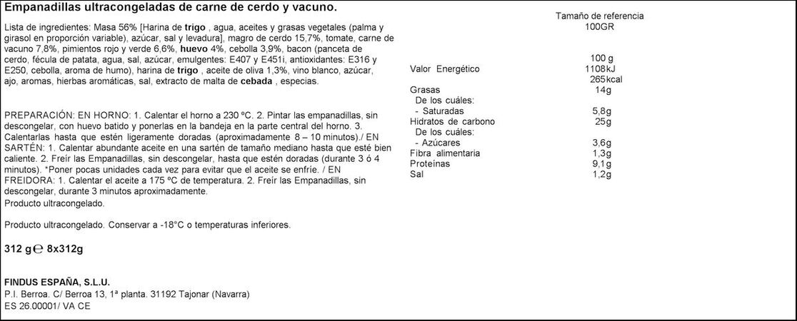 Empanadilla La Cocinera 312g carne
