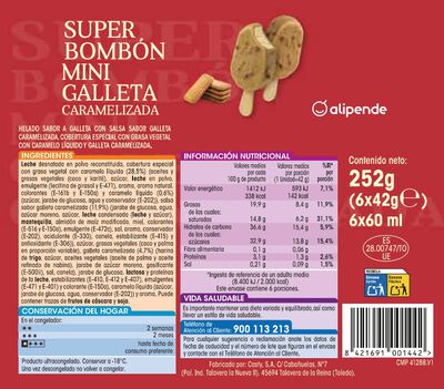Helado mini bomb&oacute;n galleta Lotus Alipende 6 unid