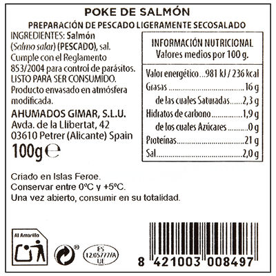 Poke de Salm&oacute;n Gimar 100g