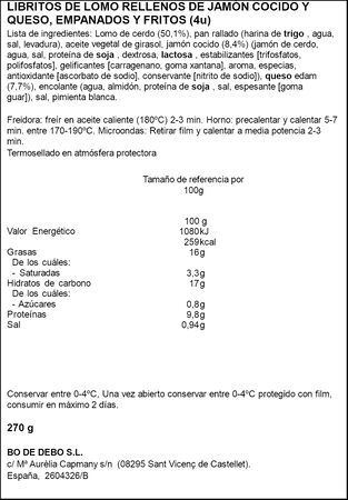 Libritos de jam&oacute;n y queso Bo de Debo 4 unidades