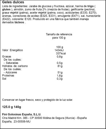 Regaliz Fini 125g torcidas rellenas con zumo de fruta