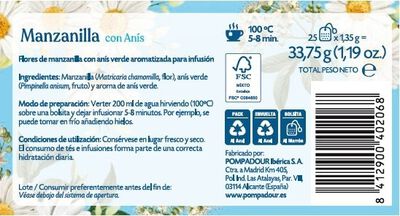 Manzanilla Pompadour 25u con an&iacute;s