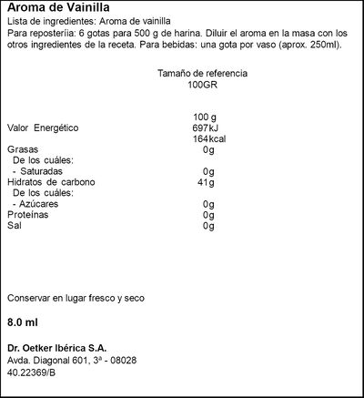 Aroma de vainilla Dr Oetker 8ml