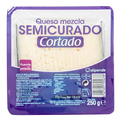 Queso semicurado ya cortado Alipende cu&ntilde;a 250g