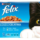Comida h&uacute;meda gato F&eacute;lix gelatina pescado pack 4