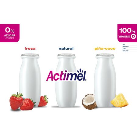 L Casei Actimel 0% MG Danone pack 6 fresa