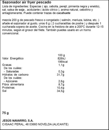 Sazonador para airfryer para pescado Carmencita 75g