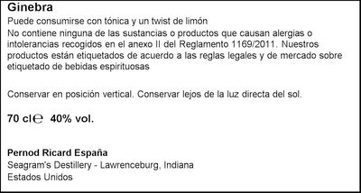 Ginebra Seagram's 70cl