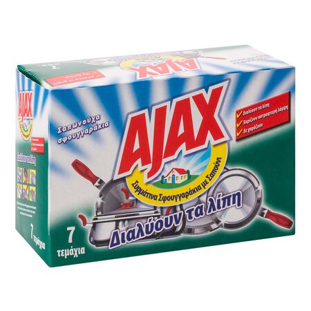Estropajo jabonoso Ajax 7 unidades desengrasante