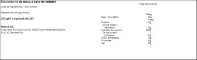 Eritritol Orinoco 250g esencia natural