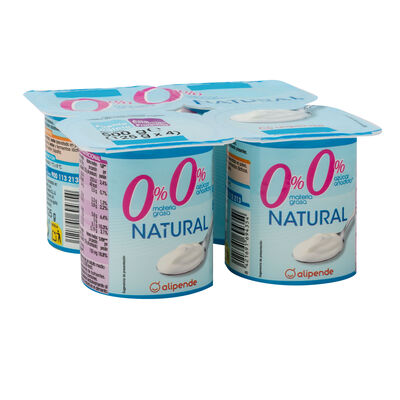 Yogur desnatado Alipende pack 4 natural 500g