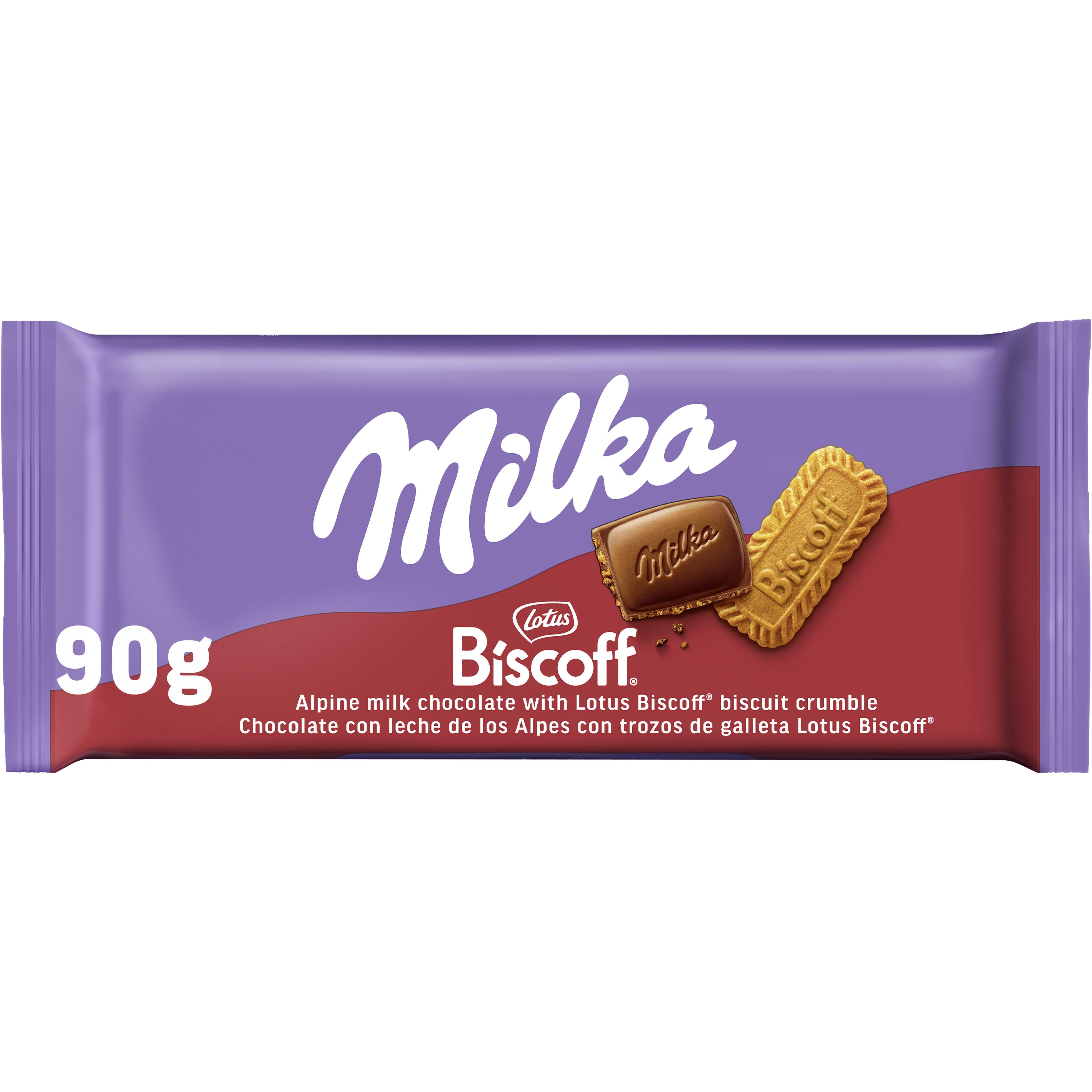 Chocolate con leche Milka y galleta lotus Biscoff 90g