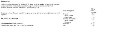 Mayonesa Ybarra 500ml bocabajo