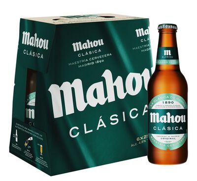 Cerveza rubia Mahou Clásica pack 6 botellas 25cl