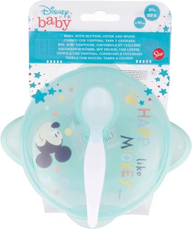 Bowl Antivuelco Stor Mickey Con Tapa Y Cuchara