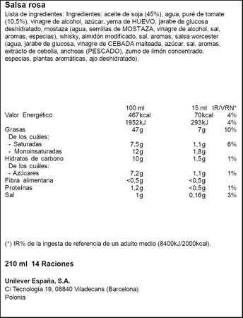 Salsa Calvé 210ml rosa