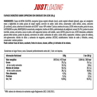 Flapjack de chocolate y cappuccino Just Loading 60g