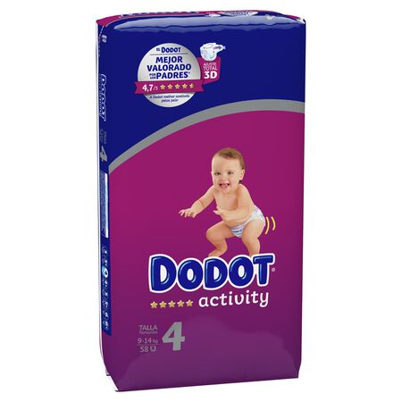 Pañales Dodot Activity 58 uds talla 4 , 9kg-14kg,