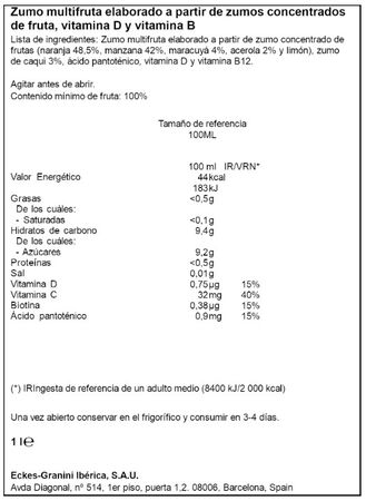 Zumo Nutribebida Hohes C Zumo Plus Vitamina D Pet 1L