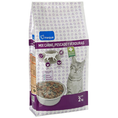 Alimento completo para gato Meque carne verdura pescado 2kg