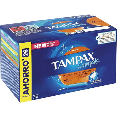 Tamp&oacute;n con aplicador Tampax Compak 26 uds Super Plus