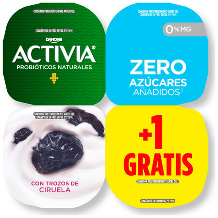 Bífidus probiótico Activia 0% pack 4 ciruelas
