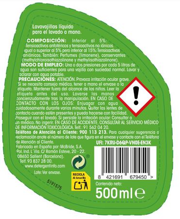 Lavavajillas Lanta 500ml ultra