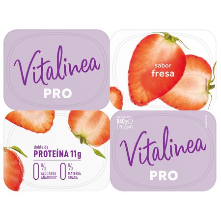 Yogur desnatado Vitalinea satisfacción pack 4 fresa