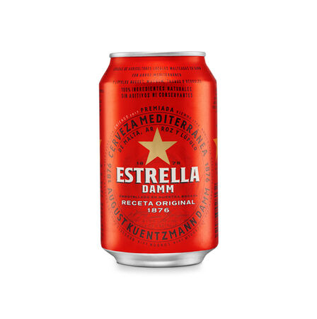 Cerveza rubia especial Estrella Damm lata 33cl