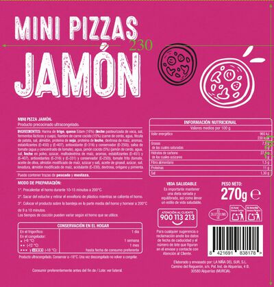 Mini pizzas Alipende 270g jam&oacute;n