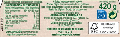 Huevos ecol&oacute;gicos Alipende 6u clase l-xl