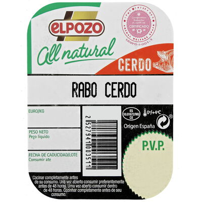Rabo de cerdo All Natural ElPozo bandeja 600g  aproximadamente