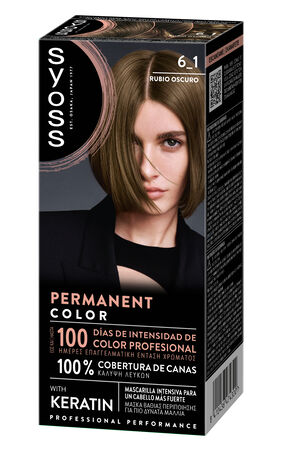 Tinte permanente Syoss n&ordm;6.1 rubio oscuro con keratina