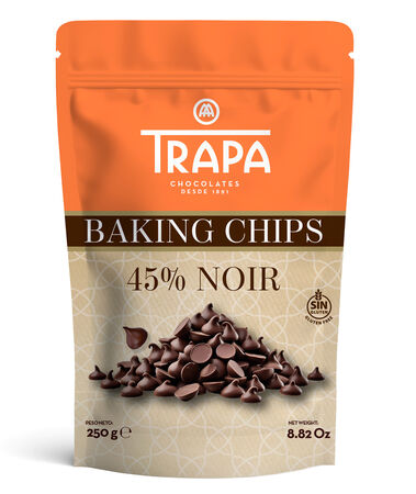 Chips de chocolate negro 45% para repostería Trapa 250g