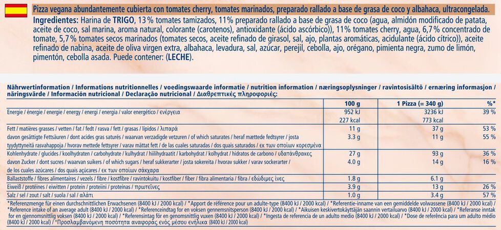 Pizza vegana Ristorante Dr.Oetker margarita pomodori 340g
