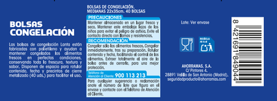 Bolsa de congelaci&oacute;n Lanta 40 uds medianas