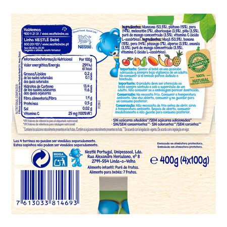 Preparado 7 frutas Nestlé sin gluten desde 6meses pack 4