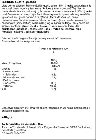 Rollito 4 quesos Tatung 240g