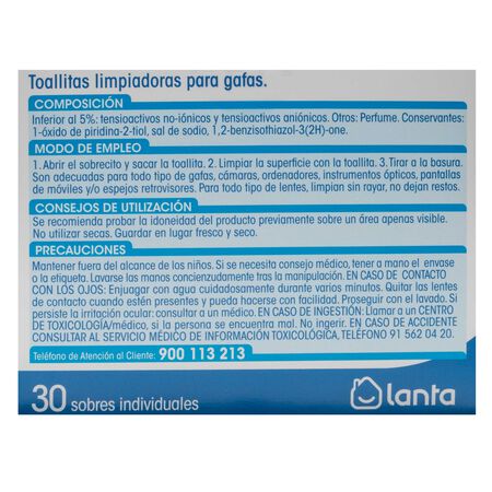 Toallitas limpiagafas Lanta 30 uds