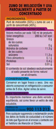 Zumo de melocot&oacute;n y uva Alipende brik 1l
