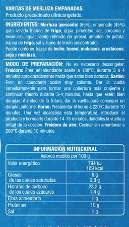Merluza en varitas Alipende 500g