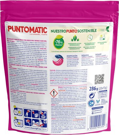 Cápsulas de detergente concentrado Puntomatic Fusión Floral 22 lavados
