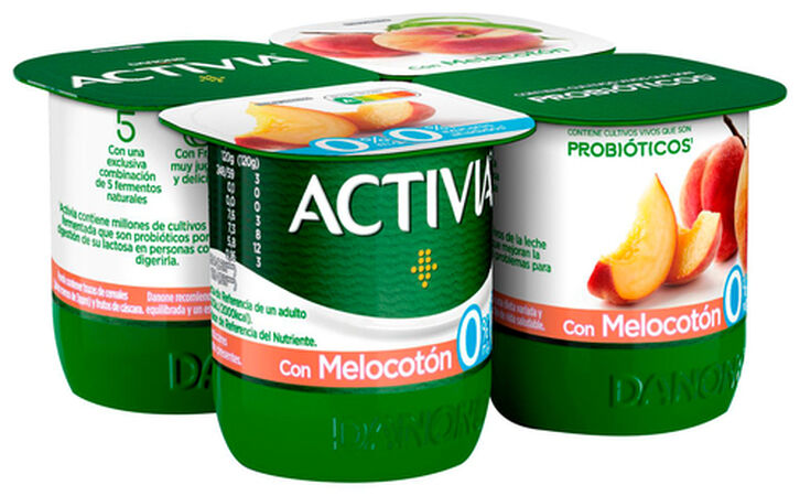 Bífidus probiótico Activia 0% pack 4 melocotón