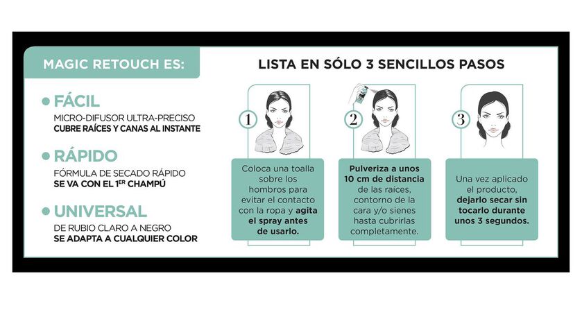 Tinte cabello retoca raíces en spray magic retouch L'Oréal 100ml castaño
