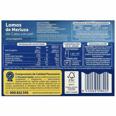 Merluza lomos Pescanova 400g