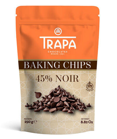 Chips de chocolate negro 45% para repostería Trapa 250g